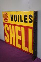 Shell Huiles Double Sided Enamel Advertising Sign