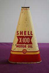 Shell X100 Motor Oil Pyramid Tin
