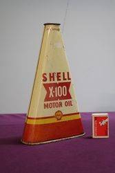 Shell X100 Motor Oil Pyramid Tin