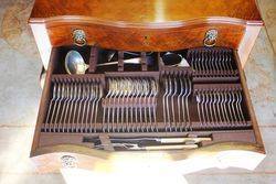 109 Piece Canteen Of Cutlery In 2 Drawer Walnut Cabinet 