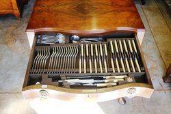 109 Piece Canteen Of Cutlery In 2 Drawer Walnut Cabinet 