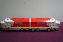 Battery Operated Vintage Santa Fe Train Toy Cragstan Tootin Chugging Locomotive