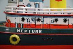 Battery Operated Modern Toys Japanese Tug Boat Neptune Tin Plate