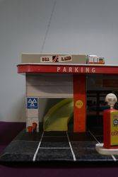 2 Floor Tin Toy Shell  GarageService Station   Has 2 Shell  Petrol Pump  Lift