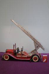 Early Tin Plat Wind Up Fire Truck 