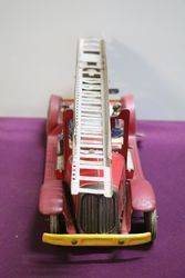 Early Tin Plat Wind Up Fire Truck 