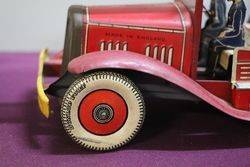 Early Tin Plat Wind Up Fire Truck 