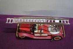 Early Tin Plat Wind Up Fire Truck 