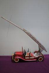 Early Tin Plat Wind Up Fire Truck 