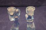 Pair Art Deco Blue Glass Female Nude Candle Stick Holders