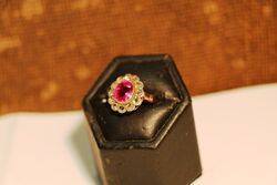 Stunning Antique Pink Sapphire and Diamond Ring 