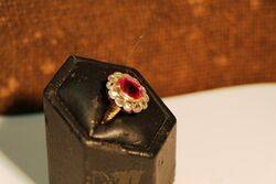 Stunning Antique Pink Sapphire and Diamond Ring 