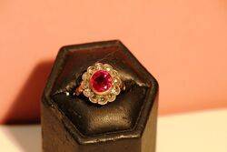 Stunning Antique Pink Sapphire and Diamond Ring 