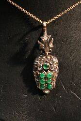 A Lovely Antique Silver Topped Gold Pendant 