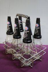 6 Oil Bottle Wire Rack With Esso Superlube Tops 