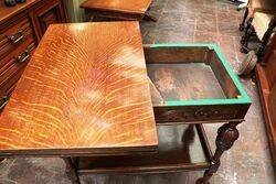 A Quality Early C20th Oak Tea Trolley  Card Table