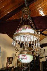 Antique Millers Glass Hanging Lamp with Original Shade