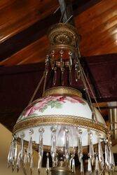 Antique Millers Glass Hanging Lamp with Original Shade