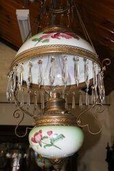 Antique Millers Glass Hanging Lamp with Original Shade