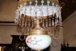 Antique Millers Glass Hanging Lamp with Original Shade