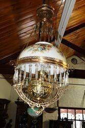 Antique Millers Glass Hanging Lamp with Original Shade