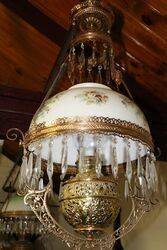 Antique Millers Glass Hanging Lamp with Original Shade