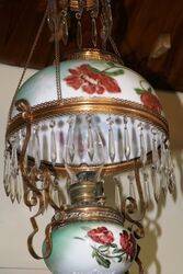 Antique Millers Glass Hanging Lamp with Original Shade