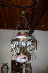 Antique Millers Glass Hanging Lamp with Original Shade