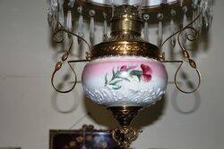 Antique Millers Glass Hanging Lamp with Original Shade