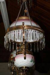 Antique Millers Glass Hanging Lamp with Original Shade