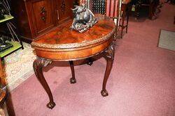 Stunning Antique Feathered Mahogany Half Round Card table 