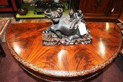 Stunning Antique Feathered Mahogany Half Round Card table 
