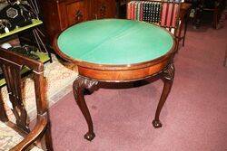 Stunning Antique Feathered Mahogany Half Round Card table 