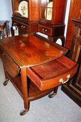 Quality Mahogany Drop side Tea Trolley with Drawer 