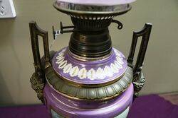 Antique Porcelain and Bronze Oil Lamp 