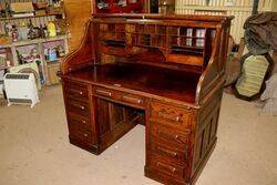 Quality Antique Oak Roll Top Desk 