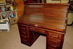 Quality Antique Oak Roll Top Desk 