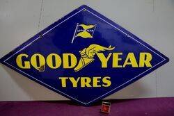 A Goodyear Tyres Lozenge Shaped Double Sided Enamel Sign