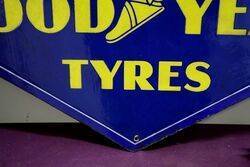 A Goodyear Tyres Lozenge Shaped Double Sided Enamel Sign