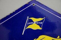 A Goodyear Tyres Lozenge Shaped Double Sided Enamel Sign