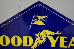 A Goodyear Tyres Lozenge Shaped Double Sided Enamel Sign