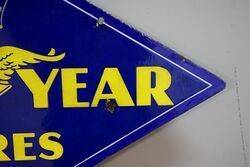 A Goodyear Tyres Lozenge Shaped Double Sided Enamel Sign