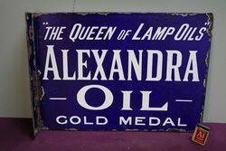 Early and Rare Antique Alexandra Oil Double Sided Enamel Sign 