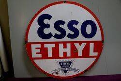 Esso Ethyl Round Double Sided Enamel Sign 