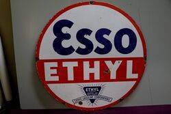 Esso Ethyl Round Double Sided Enamel Sign 
