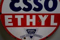 Esso Ethyl Round Double Sided Enamel Sign 