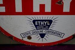 Esso Ethyl Round Double Sided Enamel Sign 