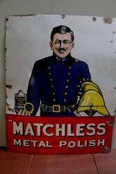 A Rare Matchless Metal Polish Pictorial Enamel Sign 