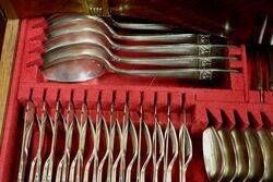 A 1950s Walnut 2 Drawer Canteen of Cutlery 