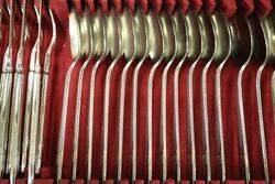 A 1950s Walnut 2 Drawer Canteen of Cutlery 